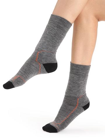 Gritstone Heather / Black Women's Icebreaker Merino Hike+ Medium Crew Socks | USA 1431GSOL